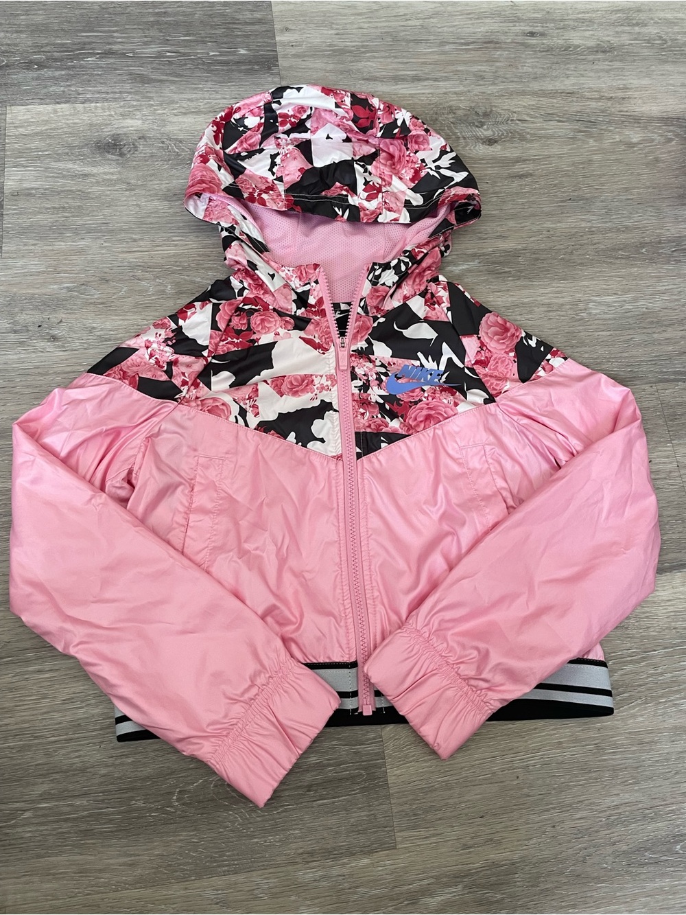 Nike Pink Floral Hooded Windbreaker Jacket